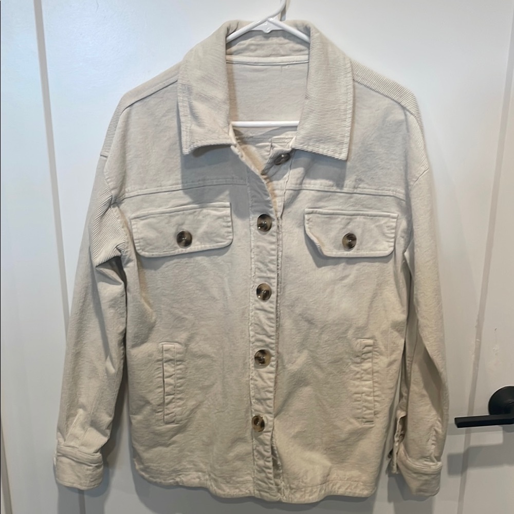 Women's Cream Button-Up Jacket